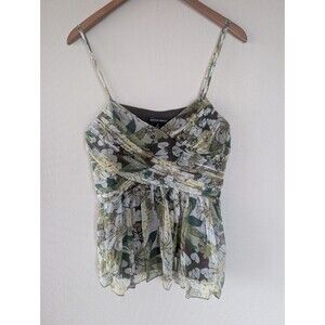Spenser Jeremy Silk Tank Floral Garden Boho Festival Fairy  Babydoll Cami Top